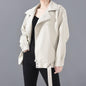 PU Faux Leather Jacket Women Loose Sashes Casual Biker Jackets Outwear Female Tops BF Style Black Leather Jacket Coat