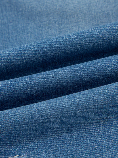 Washed Cuffed Barrel Jeans