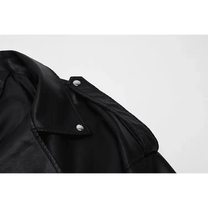 PU Faux Leather Jacket Women Loose Sashes Casual Biker Jackets Outwear Female Tops BF Style Black Leather Jacket Coat