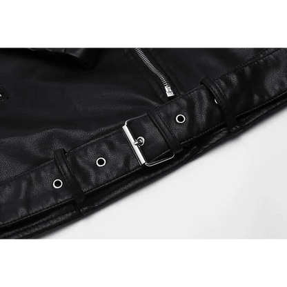 PU Faux Leather Jacket Women Loose Sashes Casual Biker Jackets Outwear Female Tops BF Style Black Leather Jacket Coat
