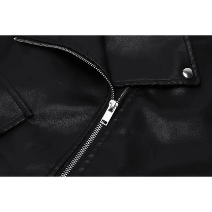 PU Faux Leather Jacket Women Loose Sashes Casual Biker Jackets Outwear Female Tops BF Style Black Leather Jacket Coat